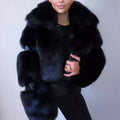 Solid Temperament Fur Coats For Women Lapel Long Sleeve Patchwork Zipper Slimming Jackets Female Fashion Style New