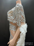 Spring Fashion Mesh Shawl Hip Wrap Dress Company Annual Meeting Host Performance Dress Party Vestidos De Noche De Lujo De Fiesta