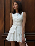 Female Vest Skirt Set Summer Commute Dating Elegant Vest Flower Bud Style Short Skirt Women Suit Solid Sleeveless New Set