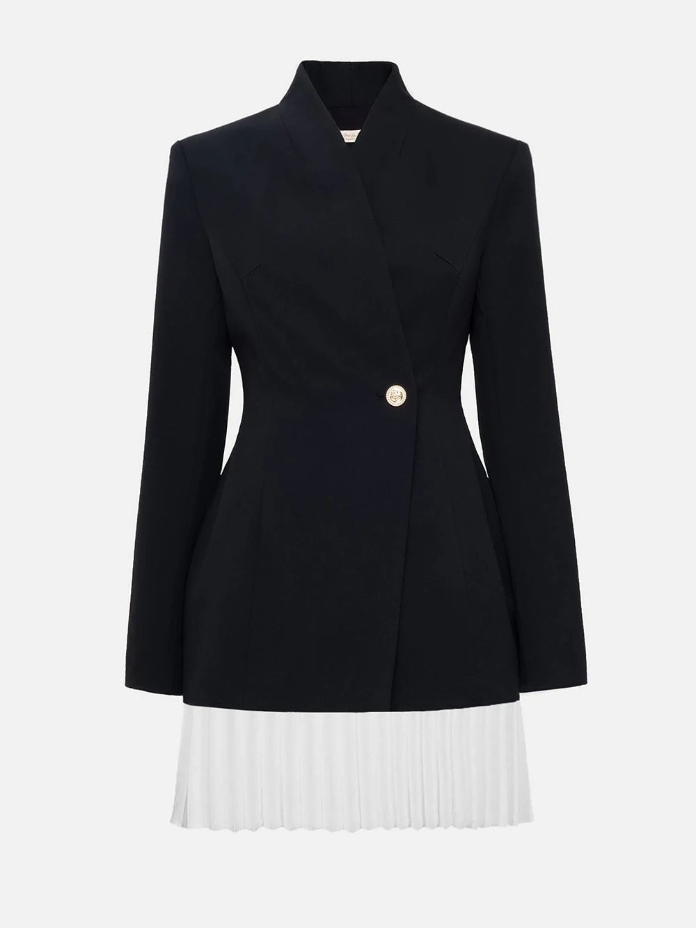 Female Suit Dress 2026 Autumn New Style Temperament Office Slim Fit Patchwork Pleated Hem Mini Dress For Women