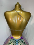 Sprakly Rhinestones Women Sexy Mesh See Through Hollow Out Mini Dress Luxury Birthday Birthday Photo Shoot Performance Costume