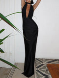 Sexy Backless Black Summer Dress Women Elegant Cocktail Evening Long Party Dresses Woman Maxi Night Club Birthday Dress Vestidos