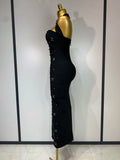 Women Sexy Halter Backless Shiny Rhinestone Pearl Bodycon Bandage Dress Celebirty Elegant Evening Party Luxury Birthday Dress