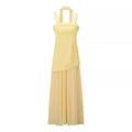 Elegant Women's Strapless Ribbon Long Dress Mesh Maxi Dresses Summer Evening Party Wedding Guest White Yellow Burgundy Brown New