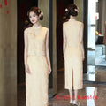 New Chinese Style Improved Sleeveless Wedding Cheongsam Autumn New High-end Wedding Banquet Toast Dress Women Qipao Dress