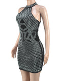 Sexy vintage Black mini Rhinestone Summer Dress Women Elegant Evening Dresses Woman Bodycon Club Birthday Party Dress Vestidos