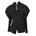 Black Luxurious Coat for Women V Neck Long Sleeve Patchwork Buttons Tunic Cape Style Short Jacket Female Autumn New