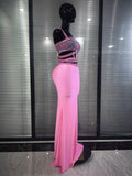 Sparkly Crystal Pink Silver Women Sexy Keyholes High Stretch Bodycon Maxi Gowns Dress Evening Party Celebrate Cocktail Outfit