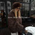 Winter 2026 Hot Chocolate Fluffy Chunky Sheep Fur Coat Women Oversized Overcoat Outerwear Ins Street Fashion Fur Jacket