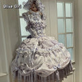 Olivegirl Lolita Dress Sexy Elegant Girl Women's Sweet Purple Lace Bowknot Jsk Dress Halterneck Princess Lolita Puffy Dresses