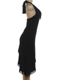 Sexy Tassel Patchwork Dress Women Fashion Halter Bandages Irregular Hem Deep V-Neck Simple Elegant Party Club Bodycon