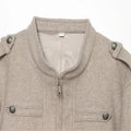Women Double-Breasted Stand Collar Cropped Jacket Long-Sleeved Solid Zipper Metal Button Fashion Street Coat Autumn Winter