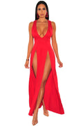 Fashion Elegant Summer Dress 2026 Women Sexy High Slit Bodycon Bandage Dress Night Club Party Long Maxi Dress