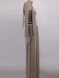 Solid Two Piece Set for Women Slash Neck Irregular Hem Long Sleeve Top High Waist Straight Pant Casual Suit Female