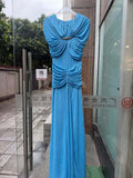 Elegant Light Luxury Maxi Dress for Women Cape Sleeve Cutout Twist Waist Long Gown for Celebrity Formal Dinner Party Outfit
