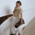 Fashion Faux Fur Sable Vest Crop Top Autumn Winter Turtleneck Eco Mink Fur Tank Tops Sleeveless Jacket Coat
