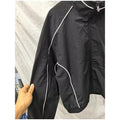 White Stripe 2 Piece Tracksuit Women Stand Collar Zip Jacket And Elastic Waist Wide Leg Pants Set Sporty Casual Matching Outfit