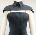 Women'S Shawl+Strapless Culottes Two-Piece Dress Sexy Backless Sleeveless Double Breasted Slim Fashion Outfit