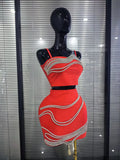 Black Red Color Women Sexy Strap Shining Sequins 2 Pieces Bodycon Mini Bandage Dress Nightclub Party Celebrate Cocktail Outfit