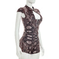 Snake Print Romper Hollow Out Jumpsuit Woman Playsuit Birthday One Piece Corset Combinaison Short Femme Night Club Outfits