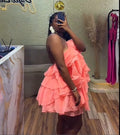 Women Sleeveless Cascading Ruffles Smock Big Swing Dress  Birthday Vacation Street Summer Party Dresses Vestidos