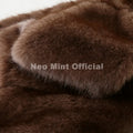 Winter 2026 New Stylish Mocha Brown Belted Wrap Fur Coat Women Street Fashion Girls Fluffy Faux Fox Fur Jacket Overcoat