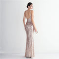 Women Strap Party Maxi Dress Sexy V Neck Evening Dress Celebrity Purple Sequin Dress Long Prom Formal Occasion  Dress
