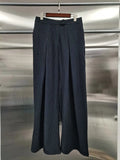 Basics Striped Design Wide Leg Pant for Women High Waist Office Temperament Trousers Female Autumn Fashion Clothes