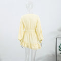 Elegant Asymmetric Cascading Ruffles Mini Dress Women Loose Solid V-neck Full Sleeve Button Summer Dresses  Lady Robes New