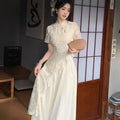 Improved Tassel Embroidered Cheongsam Dress Qipao Women's Clothing Summer 2026 Elegant Girl Irregular Waist Long Dress