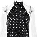 Fashion Polka Dot Dress Vintage High Waist Sleeveless Backless Neck Lace-up Dress Sexy Party Luxury Women Dresses Y2k