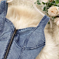 Women Denim Sets Sleeveless Strap Crop Top and Long Skirts Suits  Summer Jeans Streetwear Two 2 Piece Sets Outfits