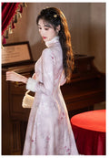 Pink Aodi Qipao Improved Chinese Stye Dress Women Warm Chesongam Princess Style Evening Party Vestidos Hanfu Dress for Lady