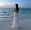 Fashion Backless Ruched Long Dress For Women Halter Lace Up Sexy Ruffle Dress Loose Female 2025 Summer New Vacation Dress