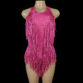 Sleeveless Diamond Tassel Sequin Dress Women Latin Dance Outfit Stage Performance Costume Birthday Party Gown Abiti Da Cerimonia