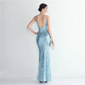 Women Strap Party Maxi Dress Sexy V Neck Evening Dress Celebrity Purple Sequin Dress Long Prom Formal Occasion  Dress