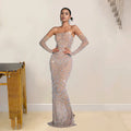 Beautiful Rhinestone Sheer Mesh Maxi Dress With Gloves Glam See-Through Diamonds Long One-Piece Dress Birthday Outfits