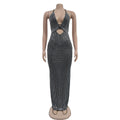 Sexy Evening Rhinestone Maxi Dress Glitter Bodycon Club Birthday Party Dress Women Backless Birthday Long Prom Vestidos