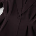 Solid Office Suit for Women Deep V Neck Long Sleeve Spliced Single Button Blazer Wide Trousers Two Piece Set Female