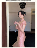 Chinese Style Dress Qipao Traditional Clothing Retro Young Improved Short Sleeve Cheongsam Dress Slim for Women Clothes Wedding