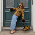 Women Retro Floral Print Tweed Jacket Fur Collar Cuff Patchwork Single Breasted Short Coat 2026 Fashion Autumn Casaul Outerwear