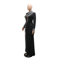 Black Long Sleeve Diamond Mesh Perspective Dress Sexy Celebrity Cocktail Party Bodycon Long Evening Dress