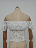 Beach Holiday Skirt Suit for Women Folds Tube Top High Waist Spliced Lace Long Skirt White Two Piece Set Female New