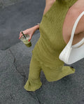 Hanging Green Pants Set Sleeveless Backless Personality Temperament Commuter Two-piece Set Summer New Women Pants Set