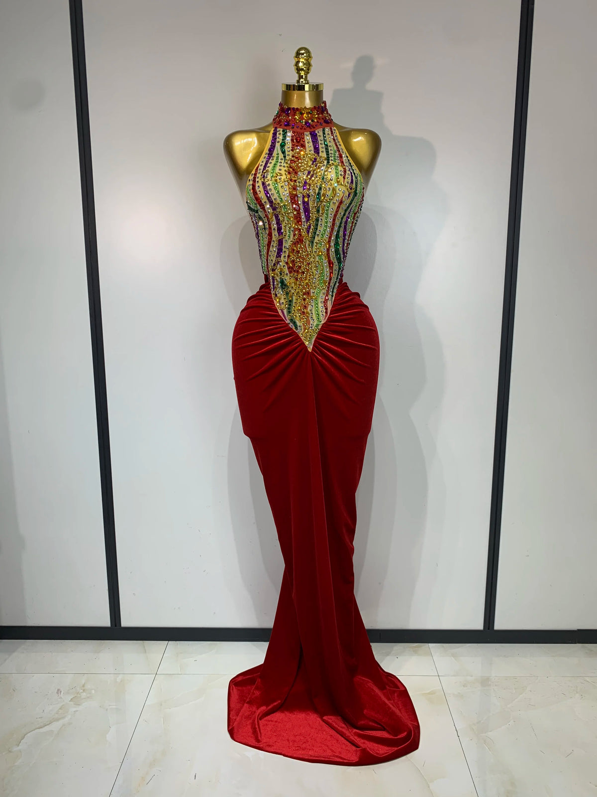Sparkly Rhinestone Velvet Maxi Long Dress For Woman Sexy Backless Luxury Birthday Dress Evening Party Nightclub Stage Costume