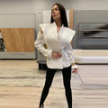 Chic Deconstructed Women's Blazer Full Sleeve Double-Breasted Waist-Closed Lady Jackets 2026 Autumn Female Street Coats New