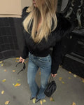 Fur collar Sweaster Cardigan Women's Buttons Long Sleeve Solid Slim Knitted Coat Female Autumn Winter Commuting Cardigan