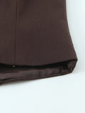 Dark Brown Halter Top with Patterned Tie Detail Female Retro Chic Sleeveless Slimming Vest for Luxury Afternoon Tea