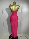 Elegant Sprkly Diamonds Sexy Halter  Sleeveless Maxi Long Bodycon Bandage Dress Women Luxury Birthday Eveing Party Club Dress