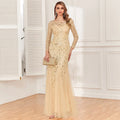 Long Sleeve Mermaid Evening Dresses Embroidery Long Gown Elegant Formal Dress Women Party Club Bodycon Bridesmaid Dress